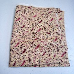 vintage MBT quilting cotton fabric beige red paisley floral 18×43