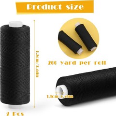 ZMAAGG Sewing Thread, 200 Yards Per Roll Black Thread for Sewing, 2
