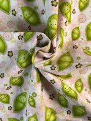 Fabric -OOP Stitched Garden Green Babies In Pea Pods Heather Rosa Camelot 36×44”