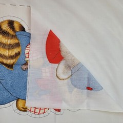 Vintage Spring Mills Raccoon Overalls Pillow Fabric Panel Uncut 12×18 2 Sided