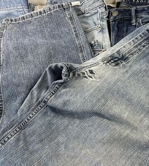 5 Pairs of Denim Blue Jeans Trashed Destroyed Scrap Crafts DIY Upcycle Job Lot
