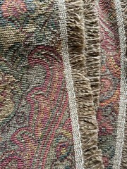 3 Yds New Paisley Floral Jacquard Upholstery Fabric Heavy Maroon Kravet? Fringed