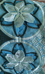 African 3D Embroidered Lace Fabric Beaded w/Flowers 51″x5 yds