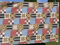 Quilt Print Cheater Fabric 3.72 Yards Boho Cottage French Country Blue 44 Inch