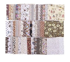 50pcs 10X10” Assorted BROWN BEIGE Floral Cloth Squares Sewing Fabric Patchwork