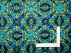 Kaleidoscope Geometric Teal Blue Fabric By Yard Cotton Blank Textiles