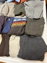 100% Wool Fabric Craft Material Up-Cycling Sweater Lot 17 Pounds 19 Pieces