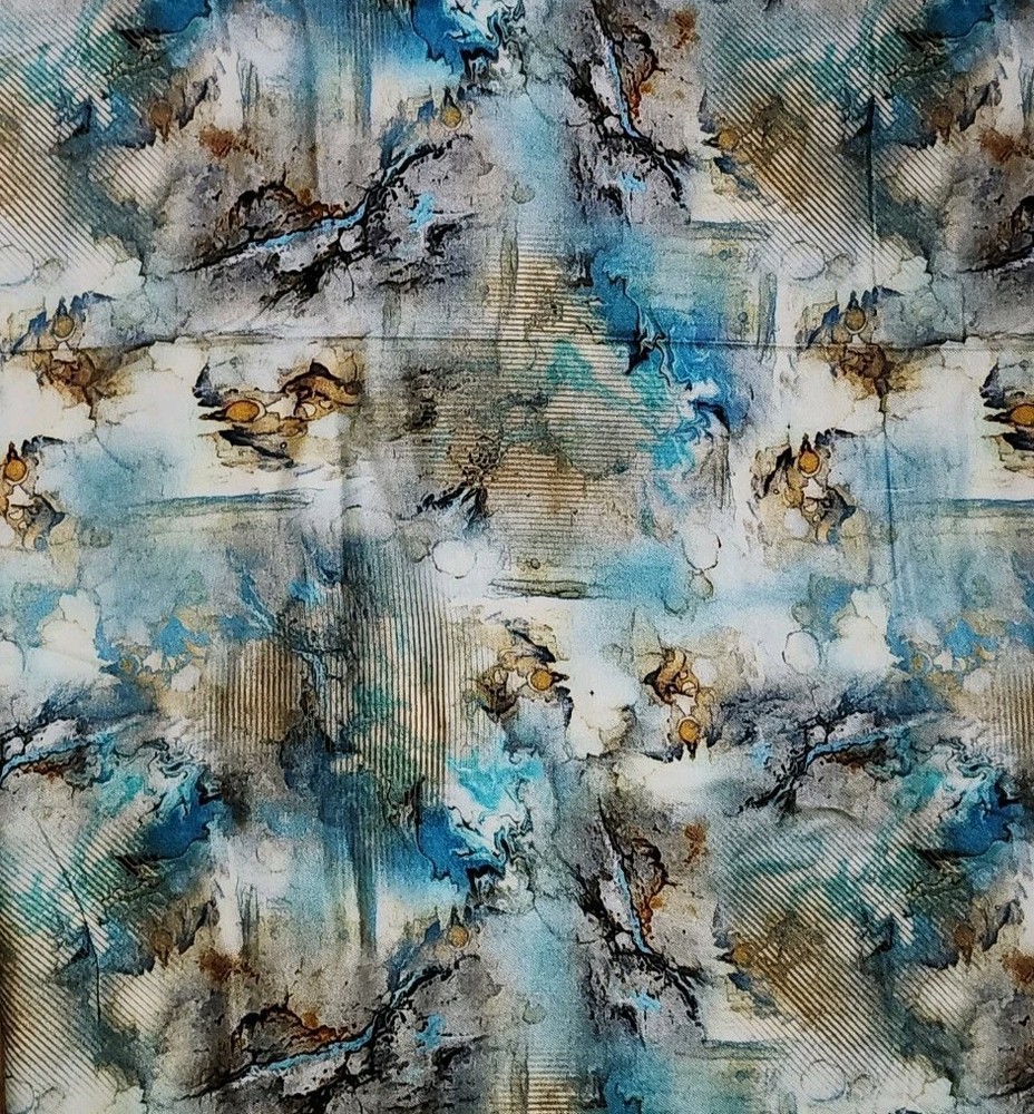 Wool Blend Floral Printed Thick Winter Spun Soft Fabric 45”W Sold BTY Blue