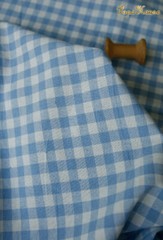140x50cm Vintage Blue Linen Plaid Striped Yarn-Dyed Cotton Fabric Tablecloth