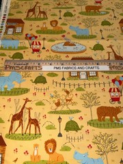 MODA Animal Park Fun 100% cotton fabric yard 36×44 Animals on Gold tone 20960 19