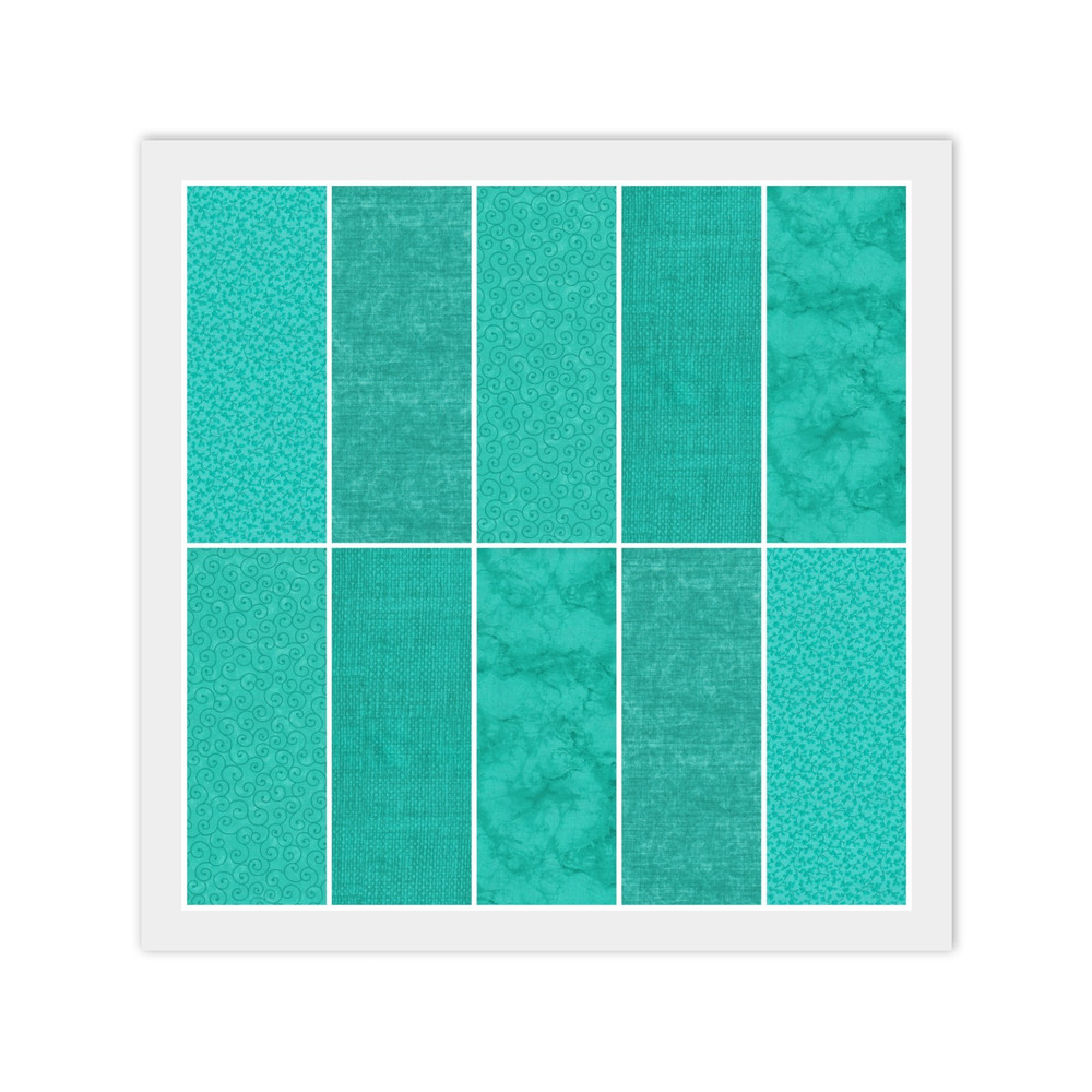 Caribbean Teal Green JELLY ROLL: 20) 2 1/2″ x 44″ Strips, Cotton Fabric, Dups