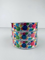 3 Spools of Colorful Polka Dots and Smiley Faces Ribbon 7/8 in. X 10 yd each