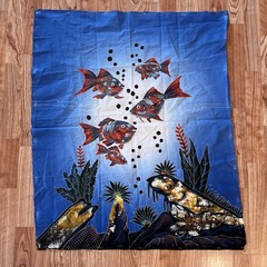 Fish Swimming Bottom Ocean Rocks Seaweed Indonesian Batik Panel