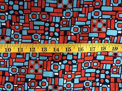 Mid Century Machine Age Nuts Bolts Red Blue Polyester Fabric 45″ x 3.5 Yards