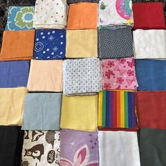 Grandma’s Destash Lot 250pc MIXED Fabric Quilt Squares 5” Rainbow Kids G