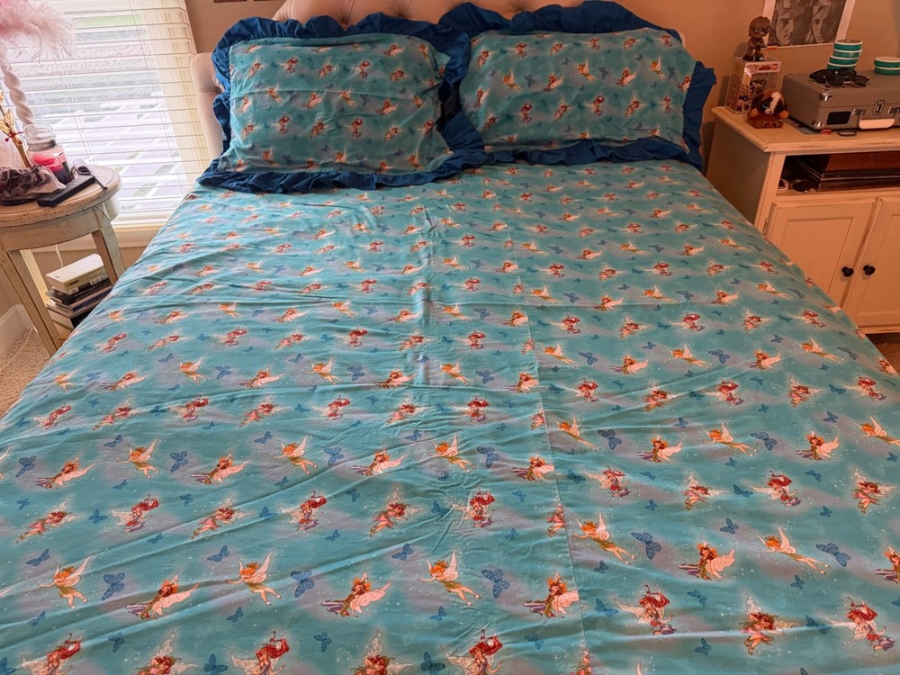 DISNEY TINKER BELL Fairy Princess Queen Bed Duvet with two Pillow Shams