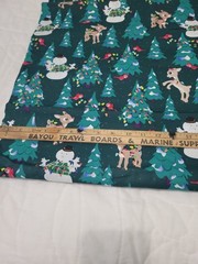 Vip Cranston Animated Rudolph Christmas Fabric Snowman Trees Birds Lights Green
