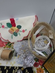 Vintage lace fabric buttons Sewing and craft Slow stitch junk journal kit K#22