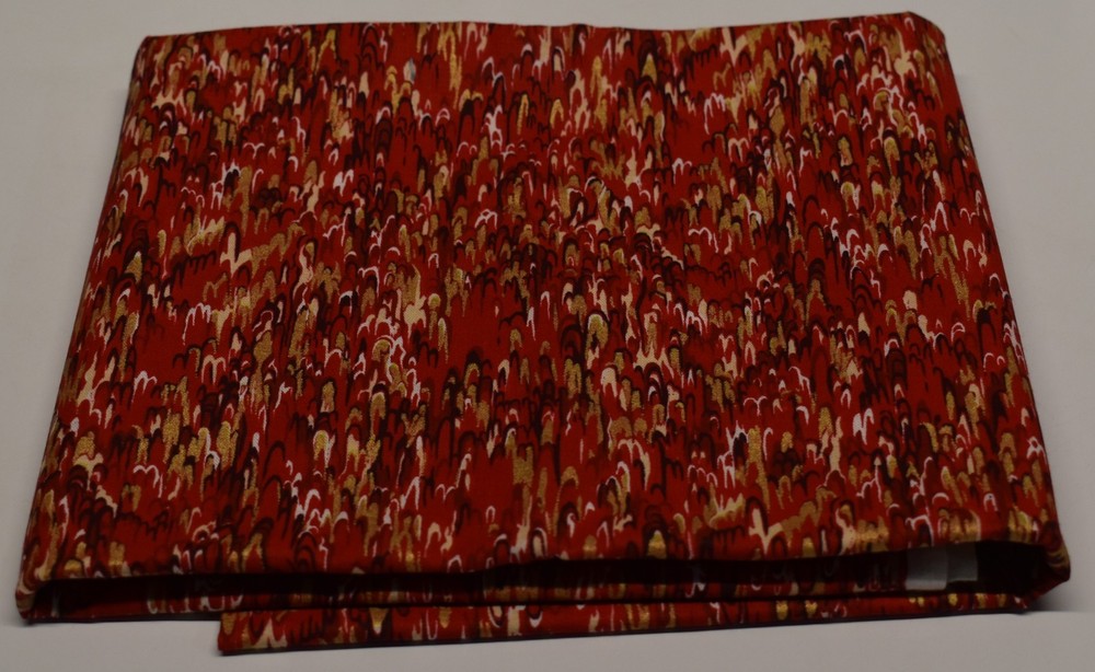 1 yard 100% COTTON FABRIC textile arts film RED BURGUNDY METALLIC GOLD abstract