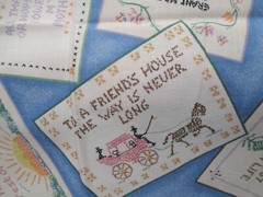 Fabric Red Rooster “Sewing” 3 Pc Sampler Pink Stipple & Implements & Tags $3.95