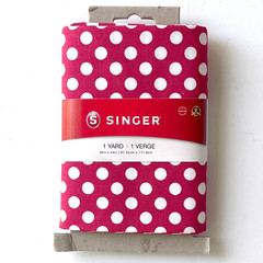 Pre Cut 100% Cotton Fabric 1 yd 44″ wide Magenta White Polka Dots Pattern Singer