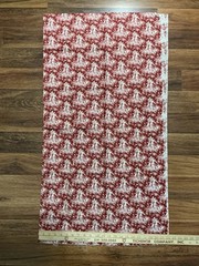 Vtg Fabric Toile de Jouy-Red and Beige Repeating Pattern 41in X 44in