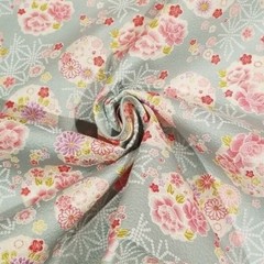 Gorgeous Embossed Seafoam Cotton Sateen with Flowers and Stars – from Japan