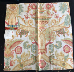 SCHUMACHER Fontenay Vase in Ivory 26 1/2″ Floral Linen Fabric Sample pc 1