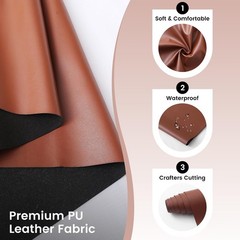 KUUP Soft PU Faux Leather Fabric, 54″ X 108″ (3 Yards), Waterproof Vegan Synthet