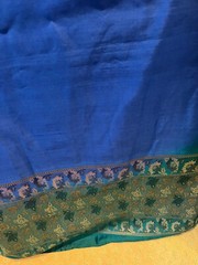 Silk Sari Blue Green Fabric Finished 92 x 44 Brocade