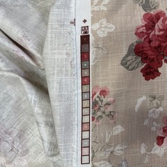 Braemore Floral Home Decor Fabric ~ Red Pink Roses & Geraniums on Taupe ~ BTY