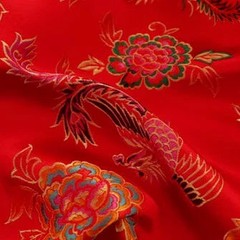Aiko RED Dragon Floral Brocade Chinese Satin Fabric for Cheongsam/Qipao, Appare