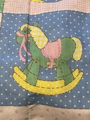 VTG Spring Mill Quilt Sewing Fabric Gingham Hearts Animals Baby HTF 1.5yds