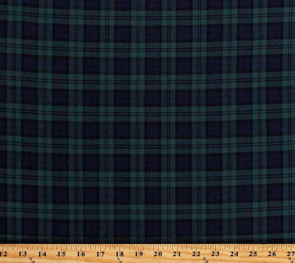Sevenberry Classic Plaid Twill Blackwatch Plaid Green Fabric by the Yard D153.15