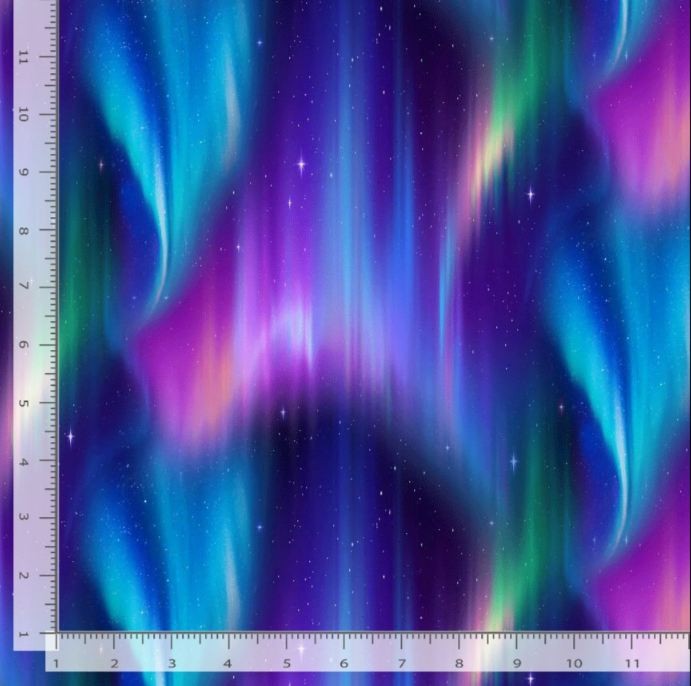 Cotton Aurora Northern Lights Night Sky Stars Fabric Print by Yard D483.73