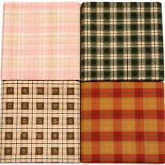 Vintage Fabric Lot Plaid Check Homespun Quilt Cotton Remnants