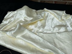 Off White Satin Mesh/Net and Lace For Doll Cloths Crafts Slow Stitch Vintage