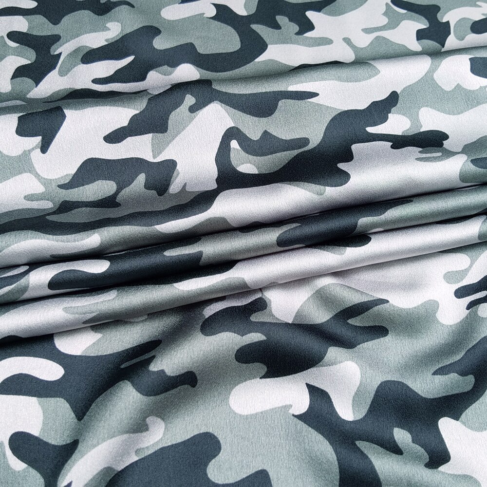 1 yard X 1.48meter Soft Crepe Satin Material Charmeuse Fabric Camouflage Pattern