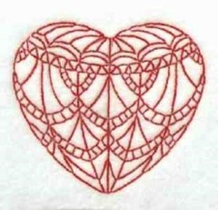 VALENTINE HEARTS, QUILTING SQUARES, Machine Embroidered. 10 Designs, 12 squares