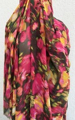 Ikat Floral Sheer Polyester Chiffon Fabric Magenta Multi 61” W X 2.33 yds (84”)