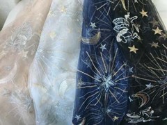 Tulle Embroidery Mesh Star Moon Fabric Sheer DIY Tutu Skirt Wedding Dress Cloth