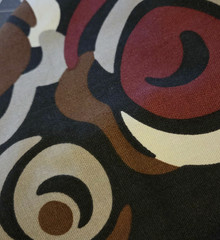 Black Burgundy and Tan Floral Home Décor Fabric