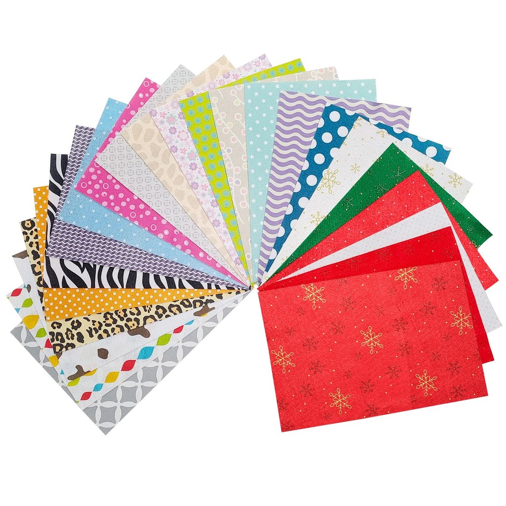 Printed Felt Fabric, Pattern Fabric Sheets, 23 20x30cm, [Various]