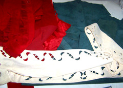 HUGE LOT Vintage Reclaimed ULTRASUEDE Red/Cream/Blue REMNANTS+ SKIRT w/LABELS