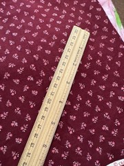 VTG Cranston Cotton Fabric Burgundy Wine Maroon Ditsy Pink Floral BTY Quilt Doll