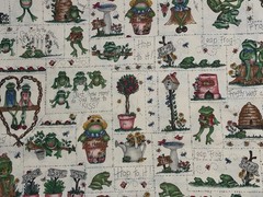 By 1/2 Yd Vintage Frog Dianna Marcum Froggy Went a Courtin Cotton Fabric Marcus