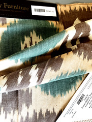 Aztec Wester Cotton Designer Fabric by Century Aqua Blue Brown Beige 17 x 22 NWT