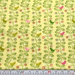 HopScotch for Red Rooster Fabrics Birds Yellow Cotton Fabric by the HALF YARD