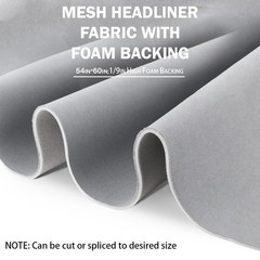 Gray Mesh Headliner Fabric 54″ x 60″ Foam Backing for Auto, RV, Home Repair