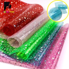 A4 Iridescent Hologram Transparent PVC Vinyl Star Fabric DIY Bows Earring Making